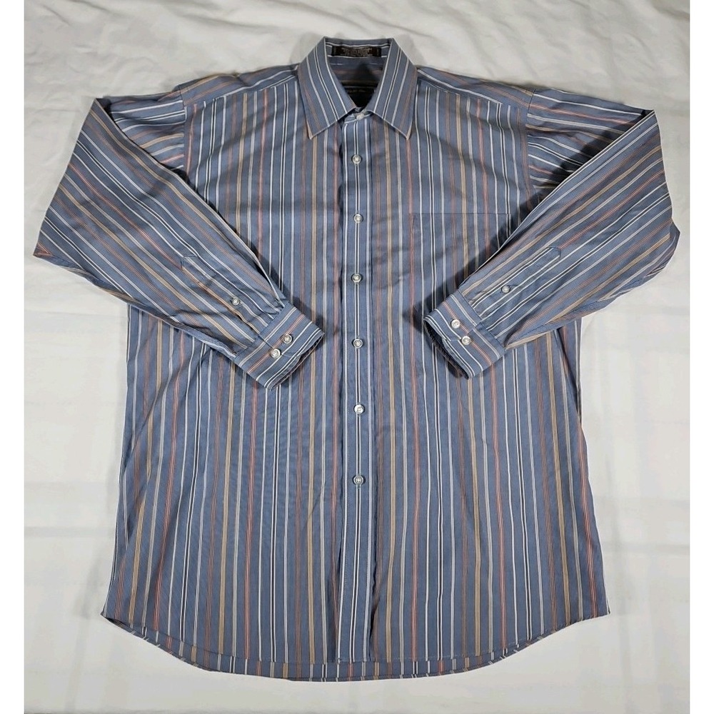 Forsyth of Canada Long Sleeve Button Up Shirt Wrinkle Free‎ Striped Mens Medium
